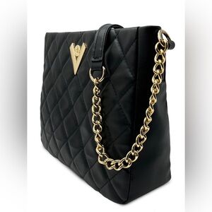 Valentino Orlandi Quilted Midsize Shoulder Bag Black MSRP $278